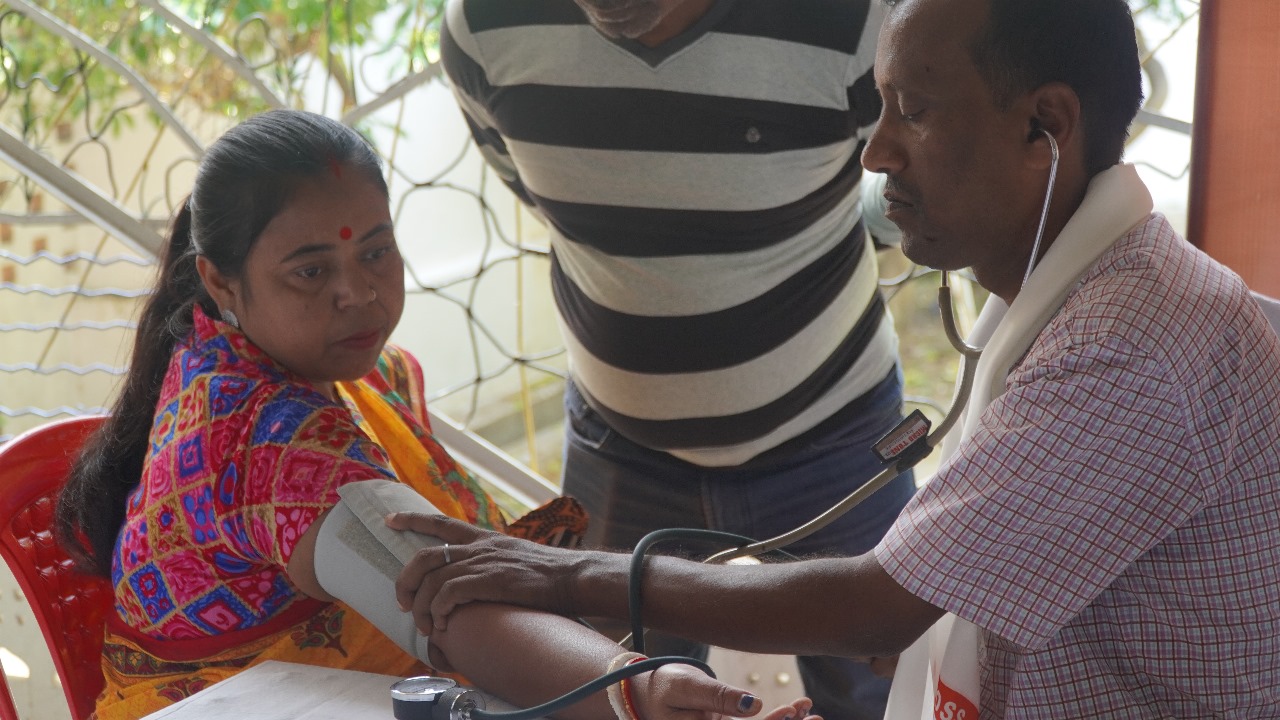 Ashram's volunteer Mr. Anandi Ram in action.